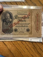 1923 GERMANY OLD 1 MILLION ‘OVERPRINT’ ON 1000 GERMAN MARKS BANKNOTE REICHSMARK