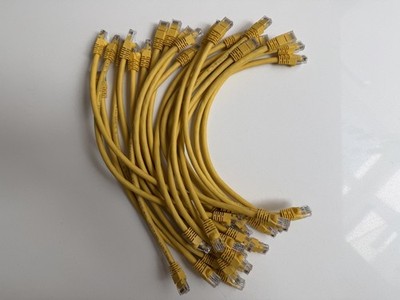 GEARit 20-Pack 1 Foot Cat 6 Ethernet Cable, Yellow, 10Gbps, 24AWG, Patch Panel
