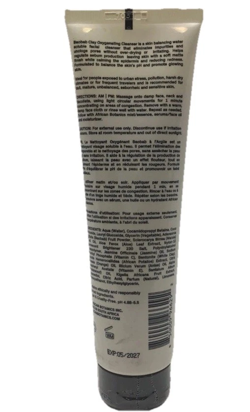 Limpiador oxigenante de arcilla African Botanics Baobab 100 ml / 3,4 oz NUEVO sellado Foto 2 de 4