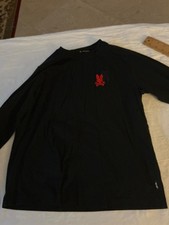 Psycho Bunny logo long sleeve black t shirt Youth 14-16Large Back graphic