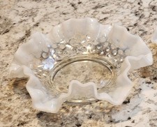 Vintage Fenton French Opalescent Glass Hobnail Square Shaped Bonbon Candy Dish