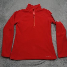 Eddie Bauer Sweater Womens Medium Red 1/4 Zip Fleece First Ascent Outdoor