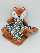 Levtex Orange Fox Baby Lovey Security Blanket Brown Gray Plus Cross Dot White