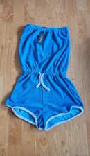 Boohoo Women's Blue Contrast Towelling Bandeau Beach Playsuit Size XS