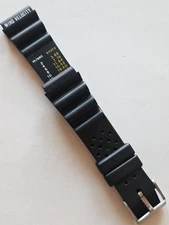 20mm - Wind Velocity Black Rubber Watch Band - ( Silver Stainless Steel Buckle )