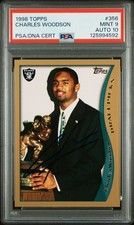 1998 RAIDERS Charles Woodson signed ROOKIE card Topps #356 PSA 9 AUTO 10 RC