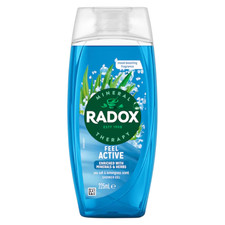 Radox Feel Active Shower Gel, Sea Salt & Lemongrass Scent, 225ml Pack of x12 5.81 per litre