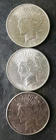 Lot of Three 1922 $1 Peace Silver Dollars