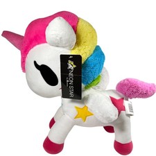 TOKIDOKI Neon Star Unicorno Rainbow Pegasus JUMBO 15" Plush White Star NEW NWT