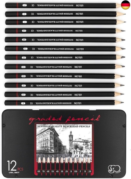12 StüCk Professionelle Bleistifte Zeichenstifte Skizzierstifte Graphitstifte-image