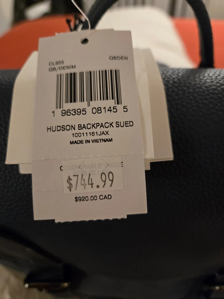 全新带标签 Coach Hudson 背包 CL955 牛仔麂皮绒 - 全新 — 第 2/4 张图片