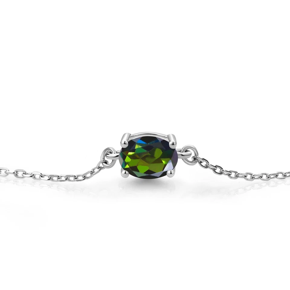 925 Sterling Silver Tourmaline Mystic Topaz Solitaire Bracelet (0.80 Ct) - Image 3 of 4