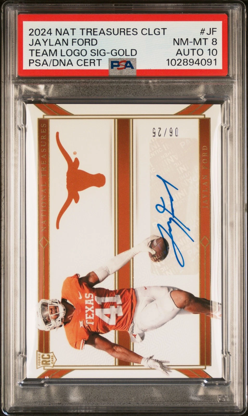 Jaylan Ford Panini National Treasures Collegiate Team Logo Signatures #JF Base