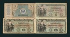 (Four Certificates) 10 /25 / 5 Cents Military Payment Certificate Currency