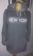 neuer, grauer Kapuzen- Hoodie von CHAMPION , Gr. L, Funktionsfaser, NEW YORK