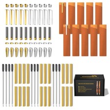 Pen Kits for Woodturning 10 Pack Premium Gold Silver with Bonus 10 Pen Covers...