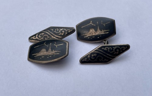 Vintage Unusual 925 Sterling Silver  Siam  Cufflinks