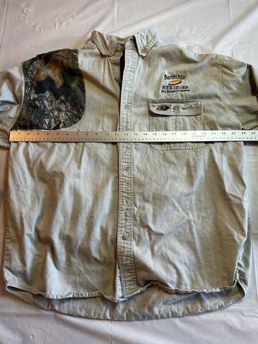 Mossy Oak Button Down Shooting Shirt Mens XL Khaki Camo Canvas Boy Scouts Skeet - Picture 5 of 6