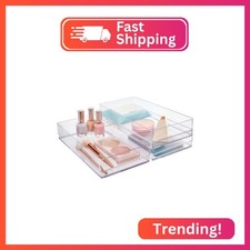 STORi SimpleSort 3-Piece Stackable Clear Drawer Organizer Set 12" x 6" x 2" Re