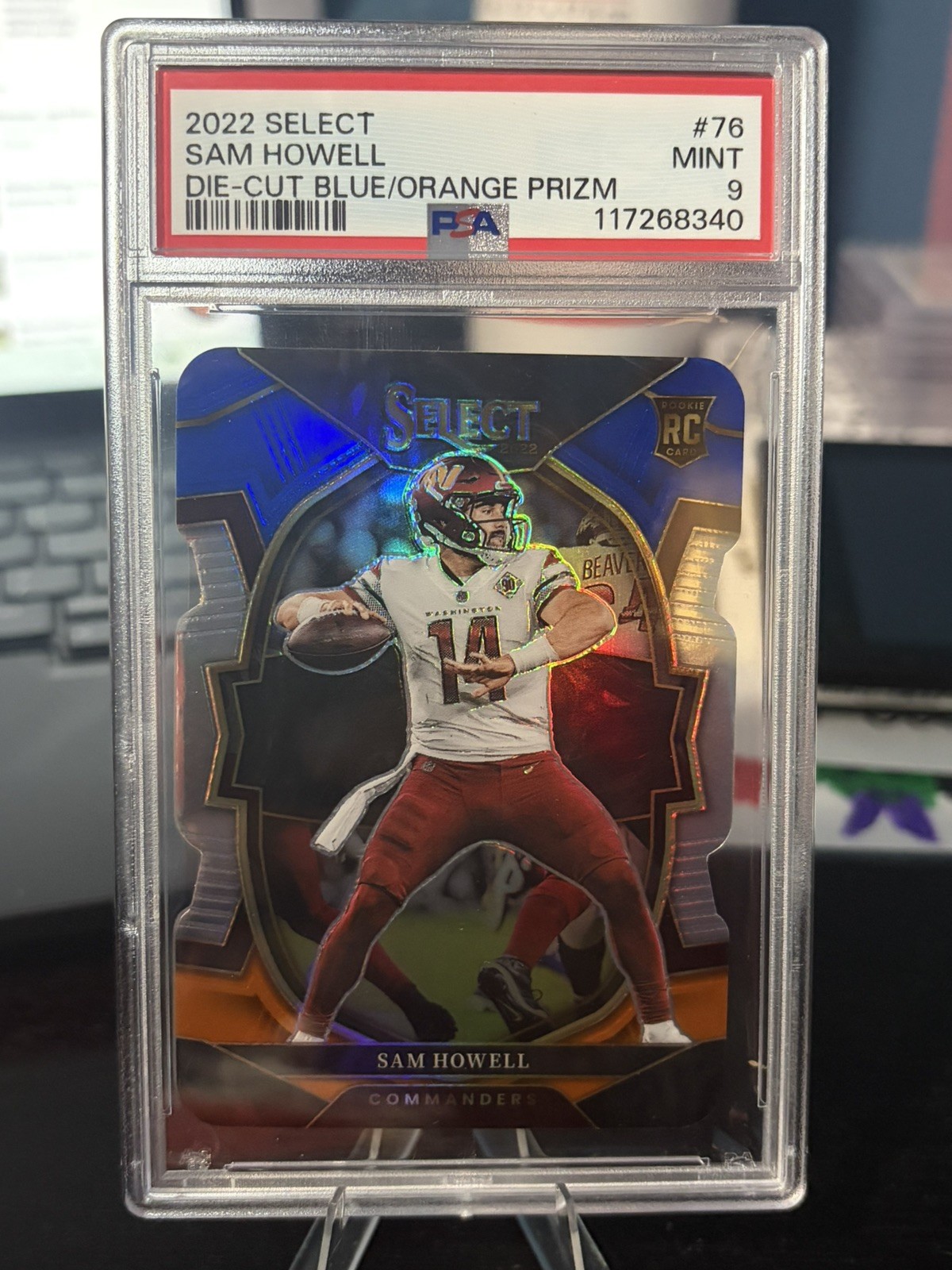 2022 PANINI SELECT DIE-CUT BLUE/ORANGE PRIZM #76 SAM HOWELL RC 12/35 PSA 9