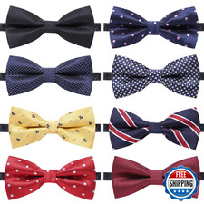 Ausky 8 Packs Elegant Adjustable Pre-Tied Bow Ties For Men Boys Mixed Color