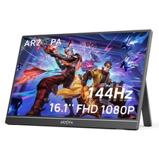 ARZOPA 16.1'' 144Hz Portable Gaming Monitor, 106% sRGB 1080P FHD Kickstand Po...