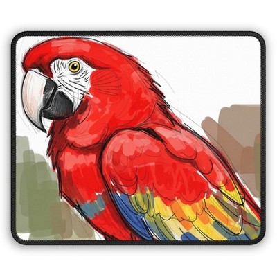 Cute Red Parrot Sketch Gaming Mouse Pad