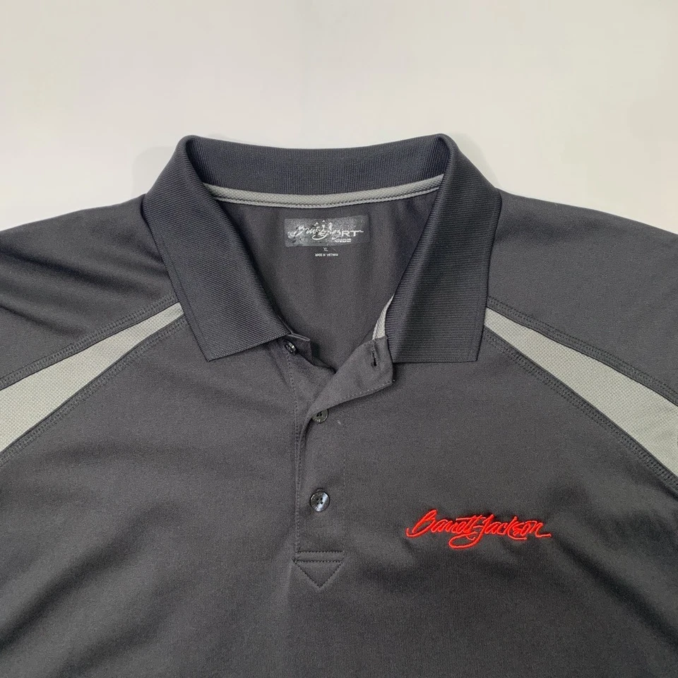 Camisa Polo Barrett Jackson Para Hombre XL Negra Gris Secado Rápido Rendimiento Golf Foto 4 de 4