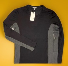 Calvin Klein Sweater S V-Neck Pullover Colorblock Waffle Knit Jumper Black NWT