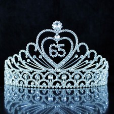 65th 65 Sixty Five Year Old Birthday Party Tiara Hair Crown With Side Combs T65