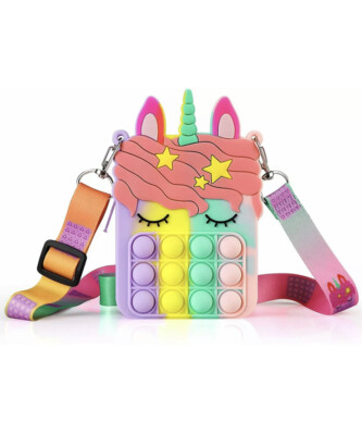 Rainbow Unicorn Purse Shoulder Bag Pop Push Bubble Fidget Toy