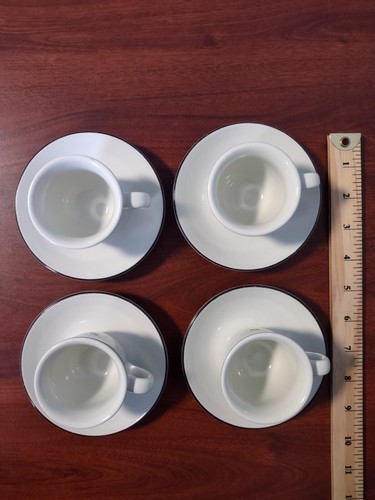 Nespresso N Logo 2 Oz Espresso Demitasse Cup & Saucer Set Of 4 Coffee - Picture 3 of 6