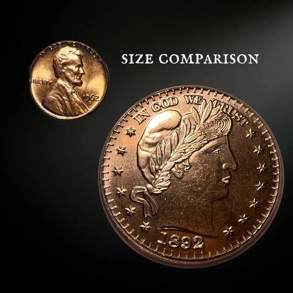 1 OZ 1892 Barber Half Dollar Round .999 Copper Bullion (BU) Restrike - Image 3 of 3