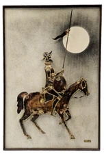 ALEX KOVACS Plate Signed 3D Brutalist Metal Wall Art Sculpture Don Quixote 1974