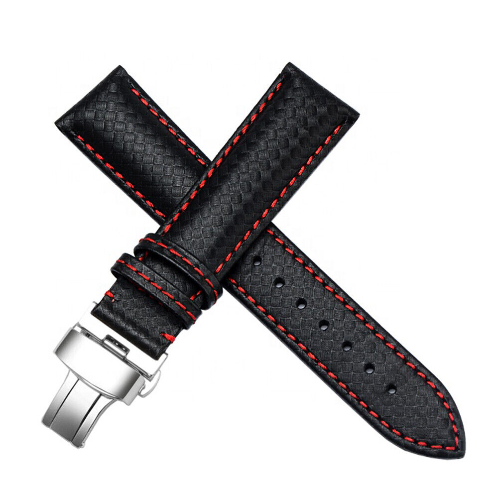 19mm Black-Red Leather Watch Strap Band Made For TISSOT LE LOCLE POWERMATIC 80