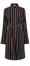 warehouse honey stripe mini shirt dress size 14 new with tag black stripe l slve