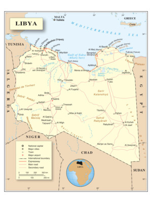 Libya Political Administrative Province Road Rail City Country Map ...