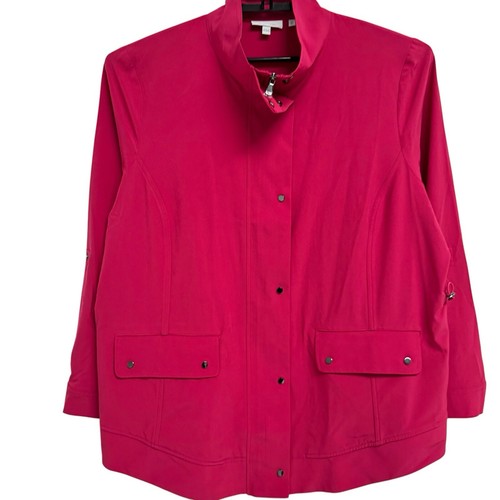 Chicos' women's active wear jacket Fuchsia zip up snaps size 3 (XL) - 第 2/13 張圖片