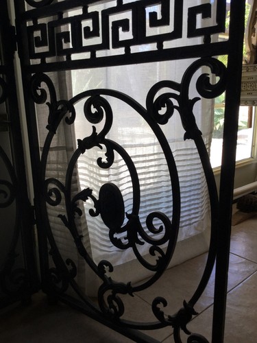 Arts & Crafts Heavy Iron Bronze-like decoated 2 Panels Screen doors/windows gate - Picture 4 of 12