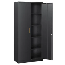 71" Garage Storage with 2 Doors 4 Adjustable Shelves Office Tool Cabinet Locking