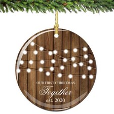 Our 1st Christmas Together Ornament 2022 Lights Porcelain Ornament Boyfriend Gir
