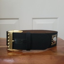 Vintage Y2K Funky Artsy 80's Black And Gold Belt