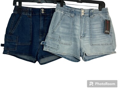 Lot of 2 NO BOUNDARIES Carpenter Elastic Back Shorts High Rise Juniors 7