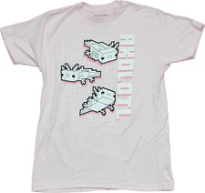 Minecraft New Adult T-Shirt - Axolotl  White Grid Images