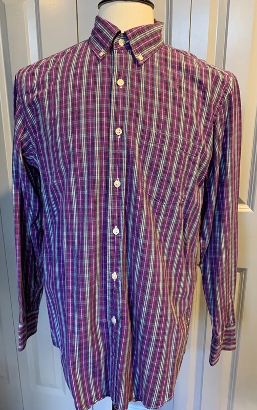 J. Crew Tailored Fit Men's Button Down Shirt M Cotton Purple Plaid Shirtings