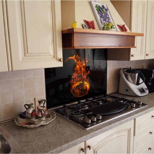 KÜCHENRÜCKWAND Spritzschutz Küche Gehärtetes Glas Feuer element rot - Bild 2 von 3