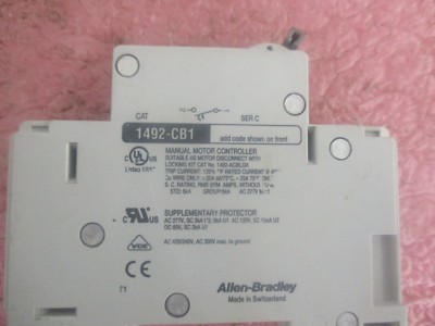 Allen Bradley Cat. #: 1492-CB1 H060 1 Pole Breaker. 6A, 3/4HP, Series C. 