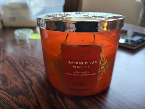Bath & Body Pumpkin Pecan Waffles Candle 3 Wicks Used #CC - Picture 7 of 7