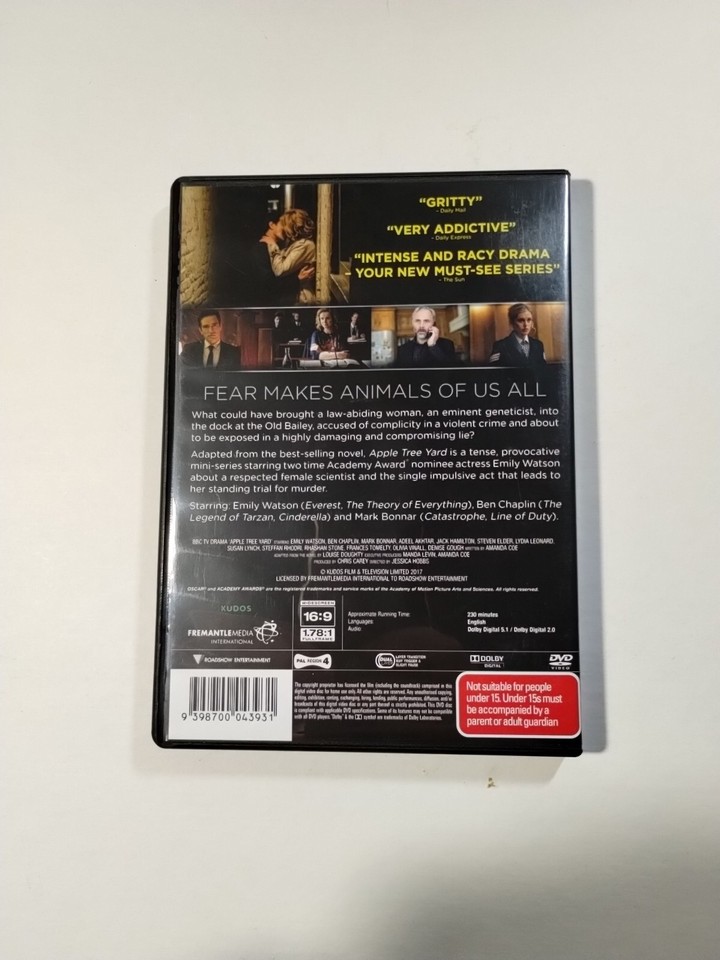 Apple Tree Yard BBC Murder Mystery Emily Watson DVD R4 VGC Free Postage
