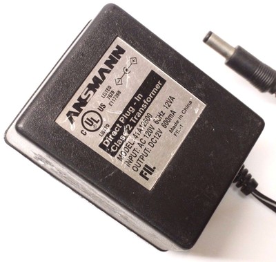 Ansmann 41A12600 AC DC Power Supply Adapter Charger Output 12V 600mA